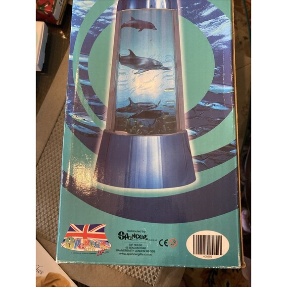 Vintage Dolphin Rotating Motion Lamp Light Spencer Gifts 1990s In Orig Box Works - Picture 5 of 12